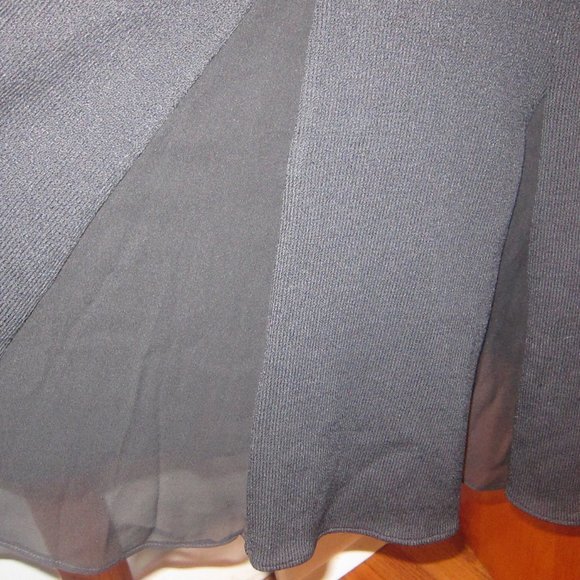 St John Evening Embellished Knit & Silk Long Black Pencil Flowy Bottom Dress 4 - Picture 9 of 10